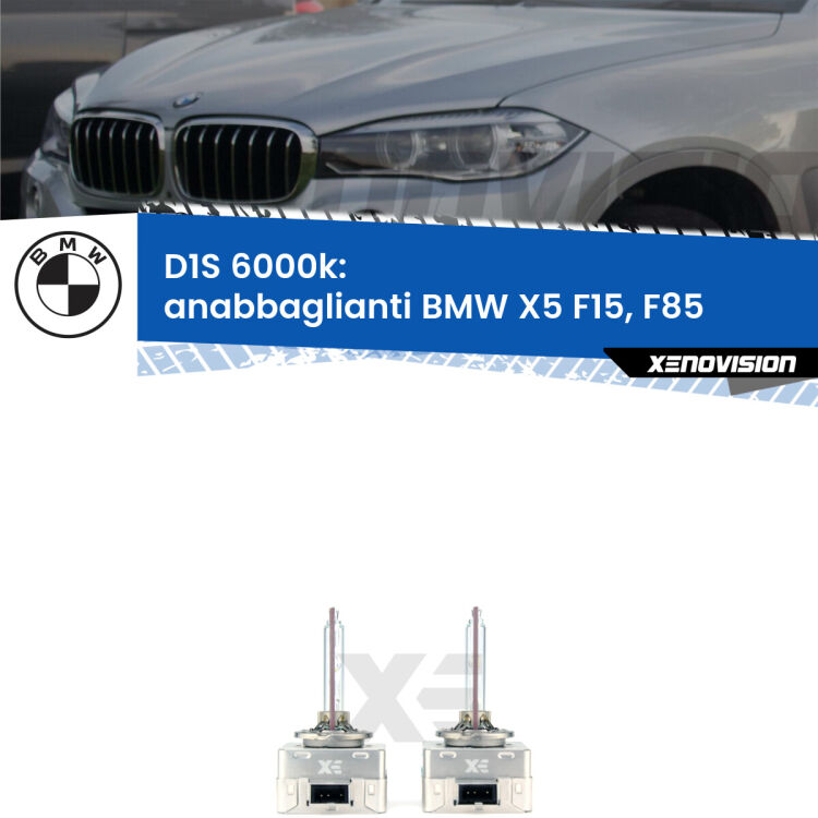 <b>Lampade xenon D1S 6000k Plug&Play</b> di ricambio per fari Anabbaglianti xenon di serie <b>BMW X5</b> F15, F85 2014 - 2018. Qualità Massima, Performance pari alle originali.