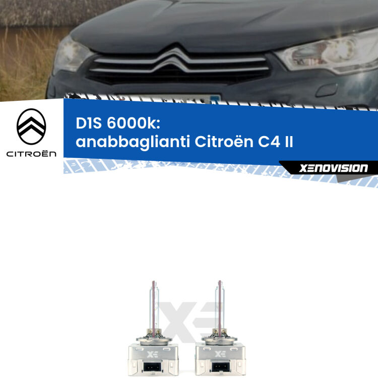 <b>Lampade xenon D1S 6000k Plug&Play</b> di ricambio per fari Anabbaglianti xenon di serie <b>Citroën C4</b> II 2009 - 2016. Qualità Massima, Performance pari alle originali.