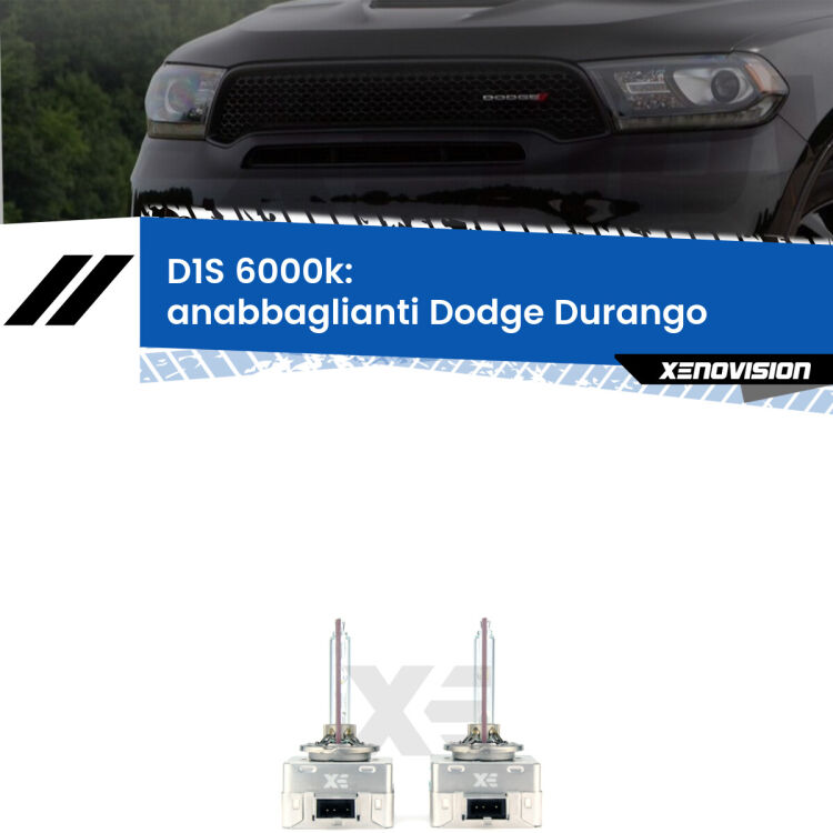 <b>Lampade xenon D1S 6000k Plug&Play</b> di ricambio per fari Anabbaglianti xenon di serie <b>Dodge Durango</b>  2010 - 2015. Qualità Massima, Performance pari alle originali.