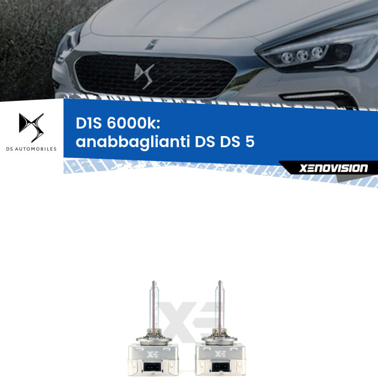 <b>Lampade xenon D1S 6000k Plug&Play</b> di ricambio per fari Anabbaglianti xenon di serie <b>DS DS 5</b>  2015 in poi. Qualità Massima, Performance pari alle originali.