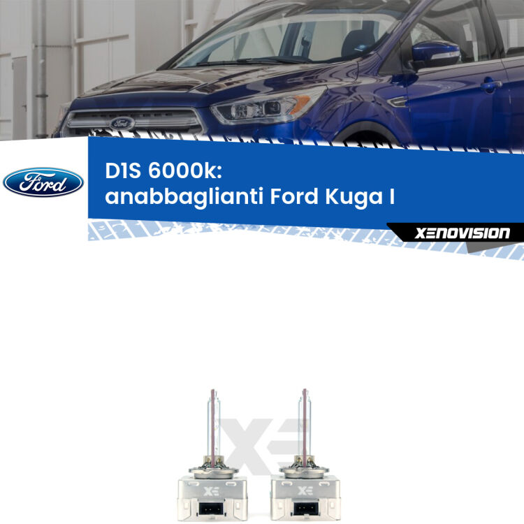 <b>Lampade xenon D1S 6000k Plug&Play</b> di ricambio per fari Anabbaglianti xenon di serie <b>Ford Kuga I</b>  2008 - 2012. Qualità Massima, Performance pari alle originali.