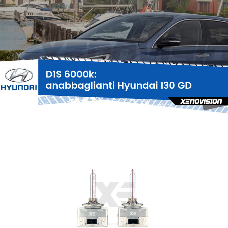 <b>Lampade xenon D1S 6000k Plug&Play</b> di ricambio per fari Anabbaglianti xenon di serie <b>Hyundai I30</b> GD 2011 - 2017. Qualità Massima, Performance pari alle originali.