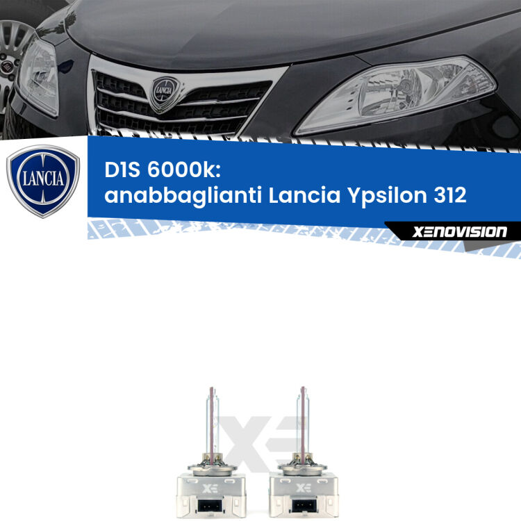 <b>Lampade xenon D1S 6000k Plug&Play</b> di ricambio per fari Anabbaglianti xenon di serie <b>Lancia Ypsilon</b> 312 2011 in poi. Qualità Massima, Performance pari alle originali.