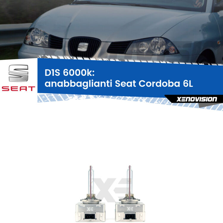 <b>Lampade xenon D1S 6000k Plug&Play</b> di ricambio per fari Anabbaglianti xenon di serie <b>Seat Cordoba</b> 6L 2002 - 2009. Qualità Massima, Performance pari alle originali.