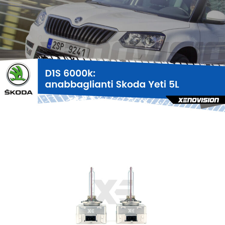 <b>Lampade xenon D1S 6000k Plug&Play</b> di ricambio per fari Anabbaglianti xenon di serie <b>Skoda Yeti</b> 5L 2009 - 2013. Qualità Massima, Performance pari alle originali.