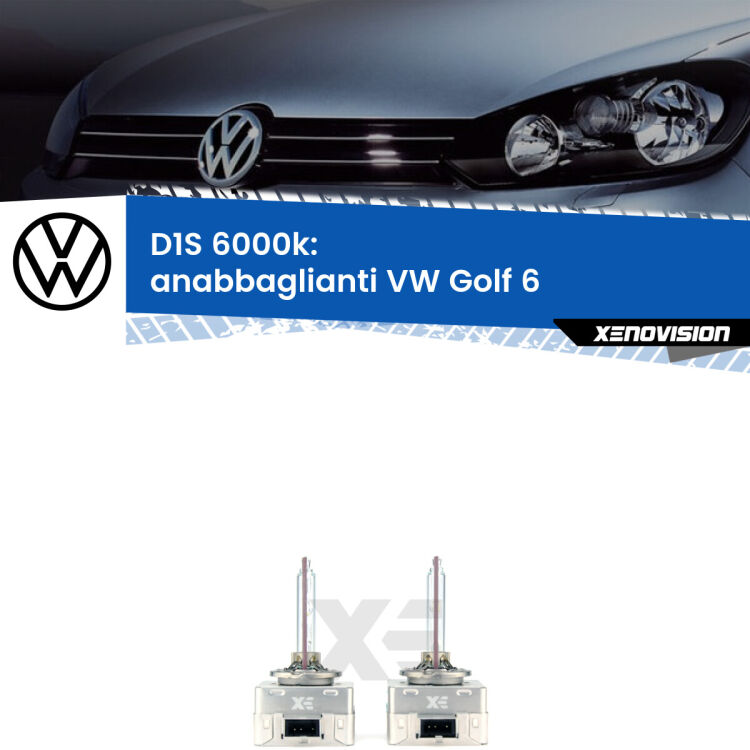 <b>Lampade xenon D1S 6000k Plug&Play</b> di ricambio per fari Anabbaglianti xenon di serie <b>VW Golf 6</b>  2008 - 2011. Qualità Massima, Performance pari alle originali.