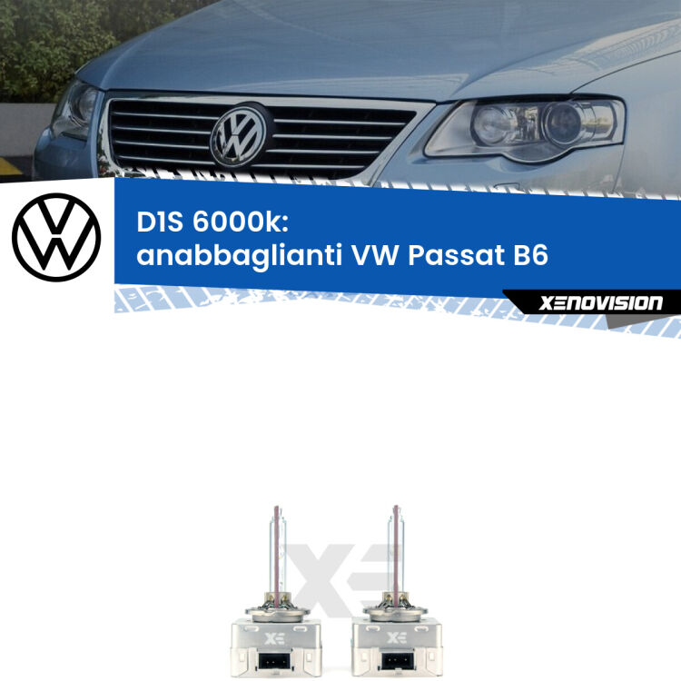 <b>Lampade xenon D1S 6000k Plug&Play</b> di ricambio per fari Anabbaglianti xenon di serie <b>VW Passat</b> B6 2005 - 2010. Qualità Massima, Performance pari alle originali.