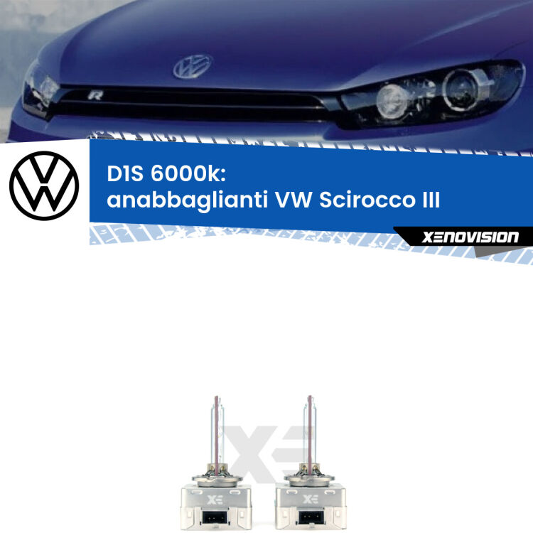 <b>Lampade xenon D1S 6000k Plug&Play</b> di ricambio per fari Anabbaglianti xenon di serie <b>VW Scirocco</b> III 2008 - 2014. Qualità Massima, Performance pari alle originali.