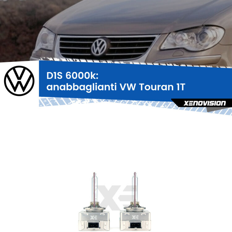 <b>Lampade xenon D1S 6000k Plug&Play</b> di ricambio per fari Anabbaglianti xenon di serie <b>VW Touran</b> 1T 2003 - 2009. Qualità Massima, Performance pari alle originali.