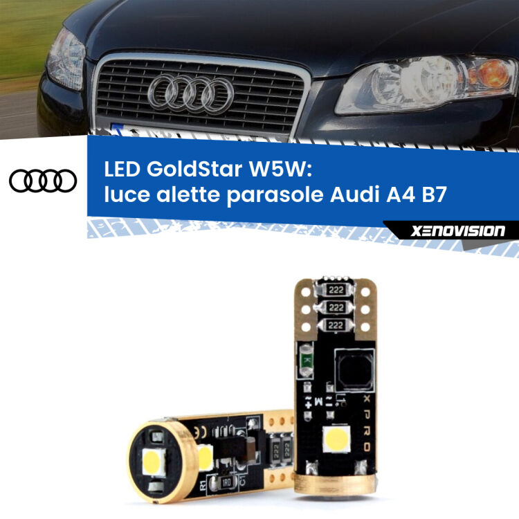 <strong>Luce Alette Parasole LED Audi A4</strong> B7 2004 - 2008: ottima luminosità a 360 gradi. Si inseriscono ovunque. Canbus, Top Quality.