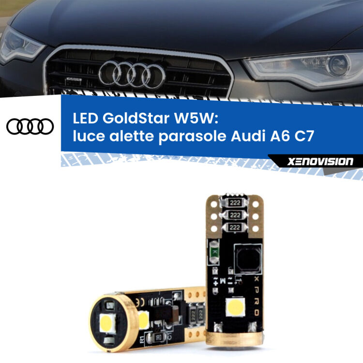 <strong>Luce Alette Parasole LED Audi A6</strong> C7 2010 - 2018: ottima luminosità a 360 gradi. Si inseriscono ovunque. Canbus, Top Quality.