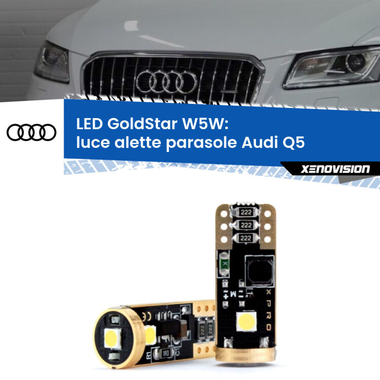 <strong>Luce Alette Parasole LED Audi Q5</strong>  2008 - 2017: ottima luminosità a 360 gradi. Si inseriscono ovunque. Canbus, Top Quality.