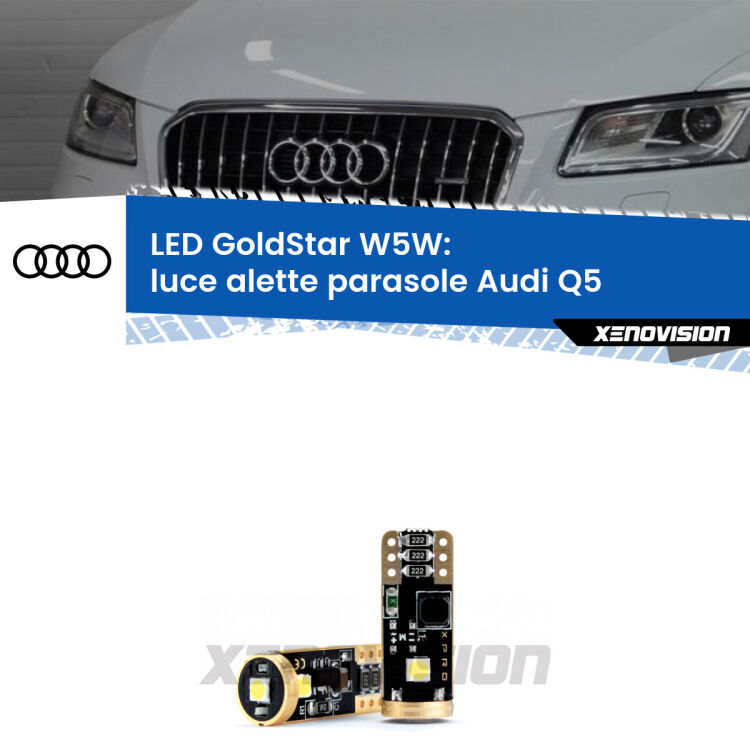 <strong>Luce Alette Parasole LED Audi Q5</strong>  2008 - 2017: ottima luminosità a 360 gradi. Si inseriscono ovunque. Canbus, Top Quality.