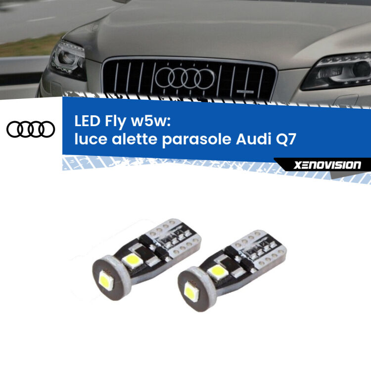 <strong>luce alette parasole LED per Audi Q7</strong>  2006 - 2015. Coppia lampadine <strong>w5w</strong> Canbus compatte modello Fly Xenovision.