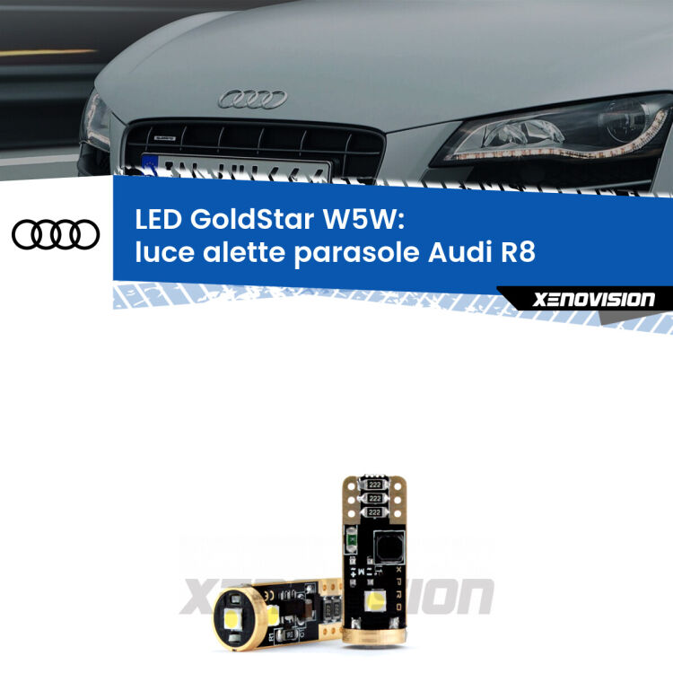 <strong>Luce Alette Parasole LED Audi R8</strong>  2007 - 2015: ottima luminosità a 360 gradi. Si inseriscono ovunque. Canbus, Top Quality.