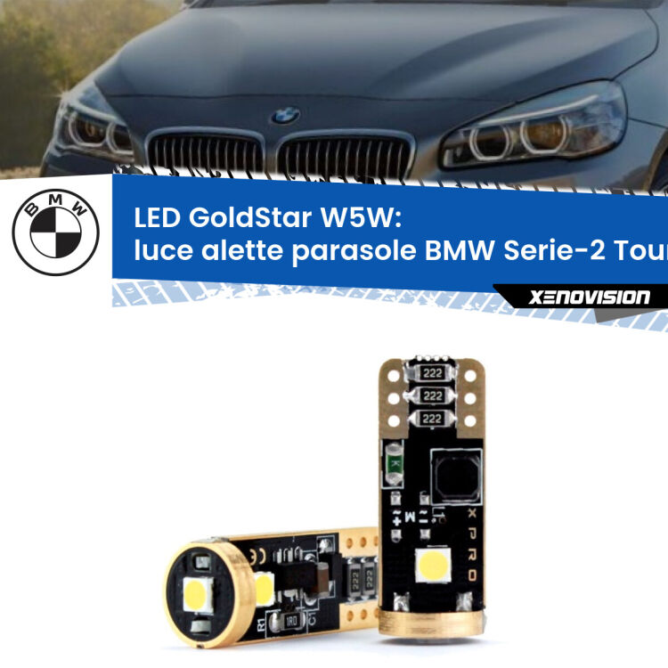 <strong>Luce Alette Parasole LED BMW Serie-2 Tourer</strong> F45, F46 2014 - 2018: ottima luminosità a 360 gradi. Si inseriscono ovunque. Canbus, Top Quality.