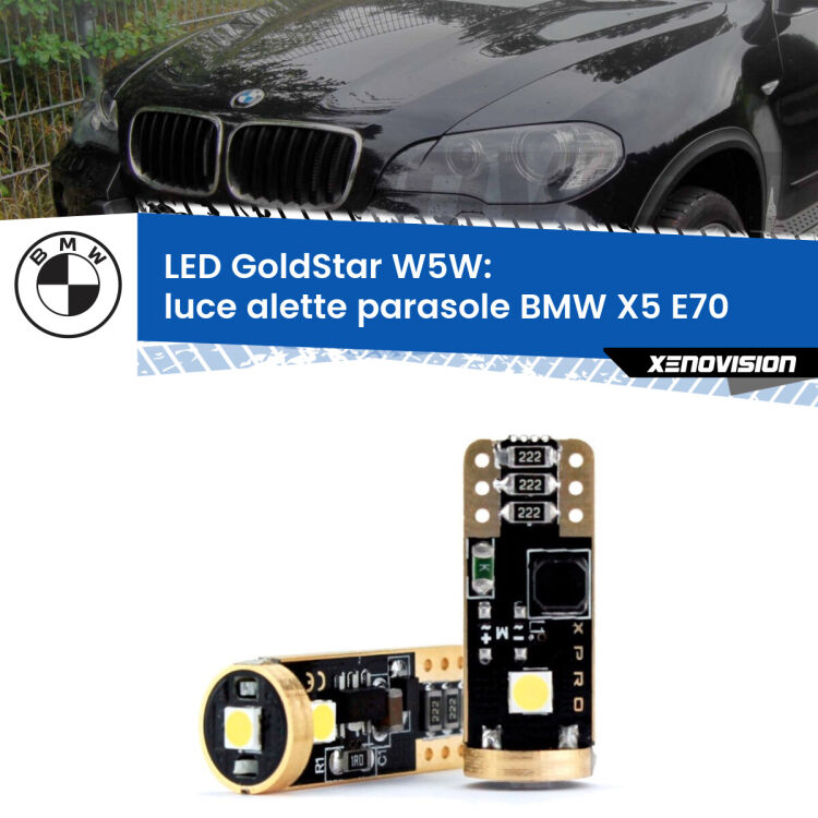 <strong>Luce Alette Parasole LED BMW X5</strong> E70 2006 - 2013: ottima luminosità a 360 gradi. Si inseriscono ovunque. Canbus, Top Quality.