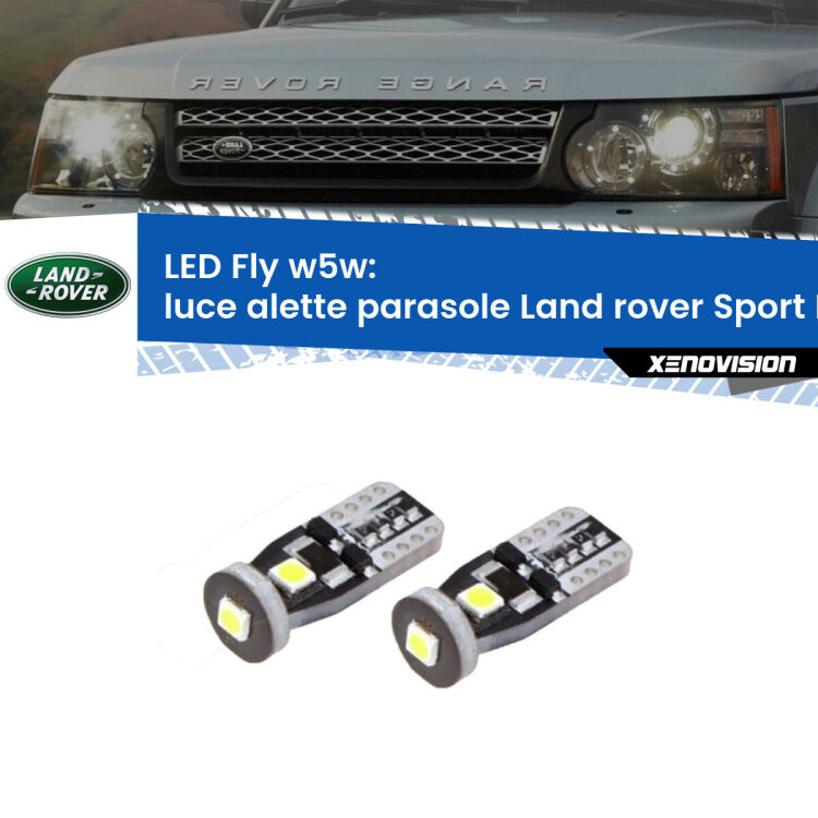 <strong>luce alette parasole LED per Land rover Sport</strong> L320 2005 - 2013. Coppia lampadine <strong>w5w</strong> Canbus compatte modello Fly Xenovision.