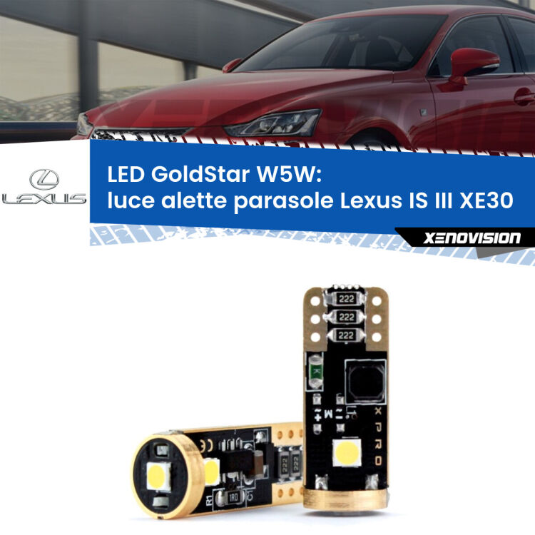 <strong>Luce Alette Parasole LED Lexus IS III</strong> XE30 2013 - 2015: ottima luminosità a 360 gradi. Si inseriscono ovunque. Canbus, Top Quality.