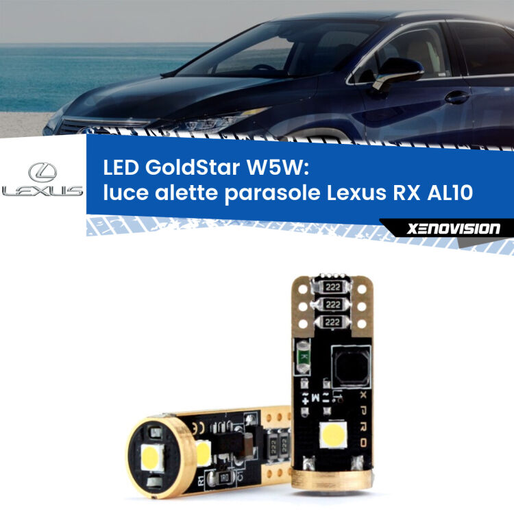 <strong>Luce Alette Parasole LED Lexus RX</strong> AL10 2008 - 2015: ottima luminosità a 360 gradi. Si inseriscono ovunque. Canbus, Top Quality.