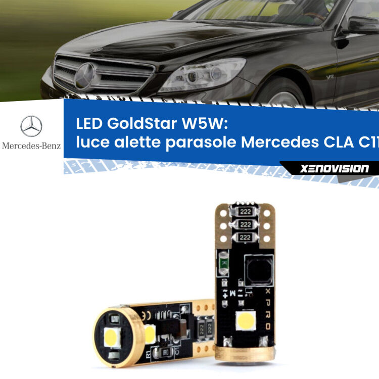 <strong>Luce Alette Parasole LED Mercedes CLA</strong> C117 2012 - 2019: ottima luminosità a 360 gradi. Si inseriscono ovunque. Canbus, Top Quality.