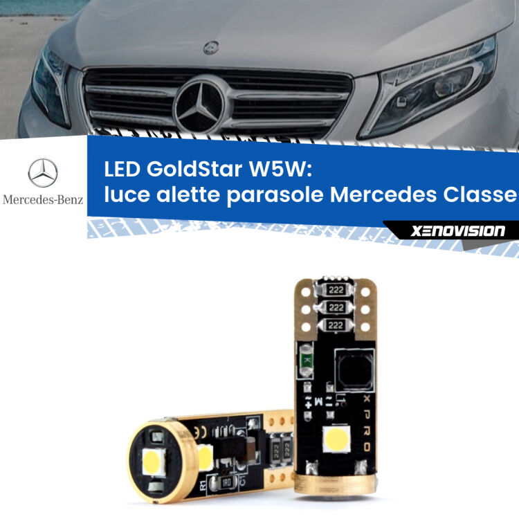 <strong>Luce Alette Parasole LED Mercedes Classe-V</strong> W447 2014 in poi: ottima luminosità a 360 gradi. Si inseriscono ovunque. Canbus, Top Quality.