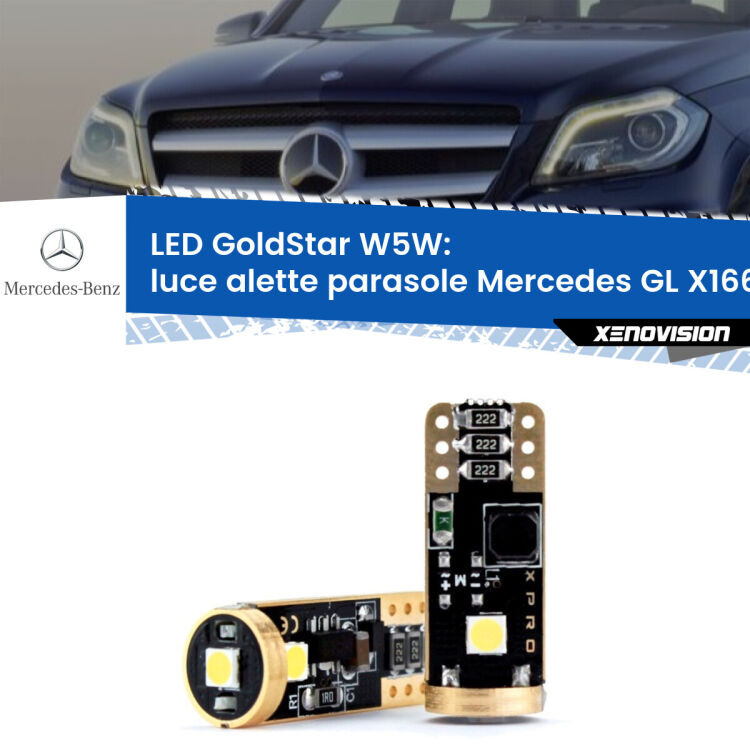 <strong>Luce Alette Parasole LED Mercedes GL</strong> X166 2012 - 2015: ottima luminosità a 360 gradi. Si inseriscono ovunque. Canbus, Top Quality.