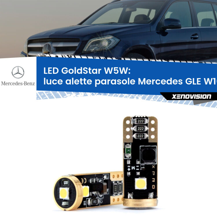 <strong>Luce Alette Parasole LED Mercedes GLE</strong> W166 2015 - 2018: ottima luminosità a 360 gradi. Si inseriscono ovunque. Canbus, Top Quality.