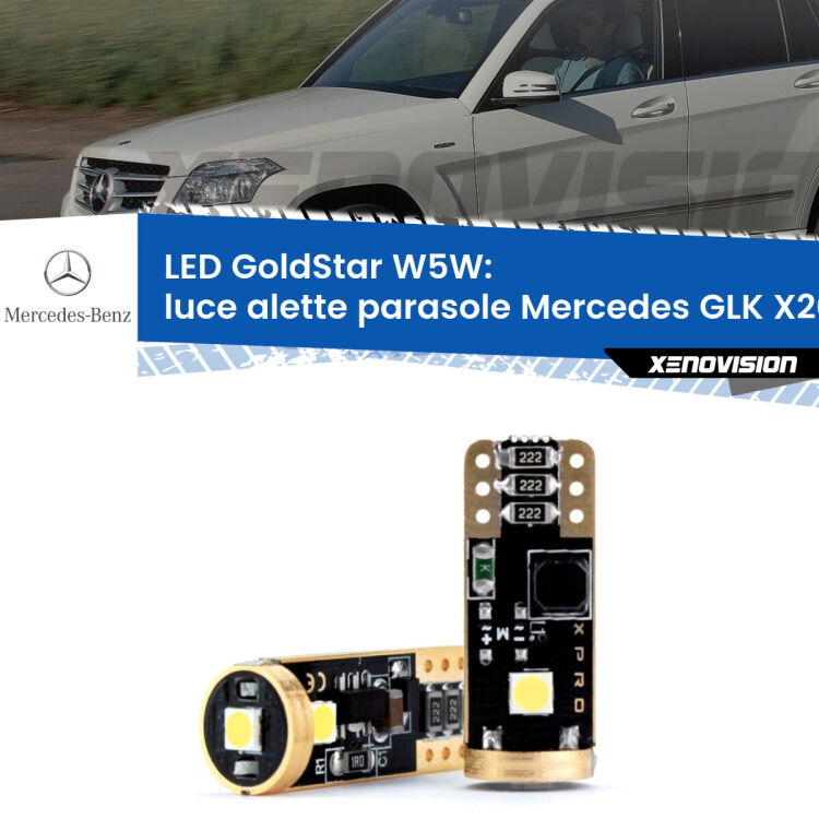 <strong>Luce Alette Parasole LED Mercedes GLK</strong> X204 2008 - 2015: ottima luminosità a 360 gradi. Si inseriscono ovunque. Canbus, Top Quality.