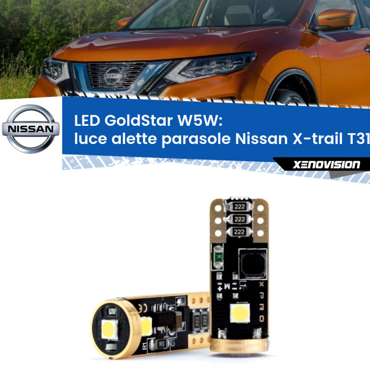 <strong>Luce Alette Parasole LED Nissan X-trail</strong> T31 2007 - 2014: ottima luminosità a 360 gradi. Si inseriscono ovunque. Canbus, Top Quality.