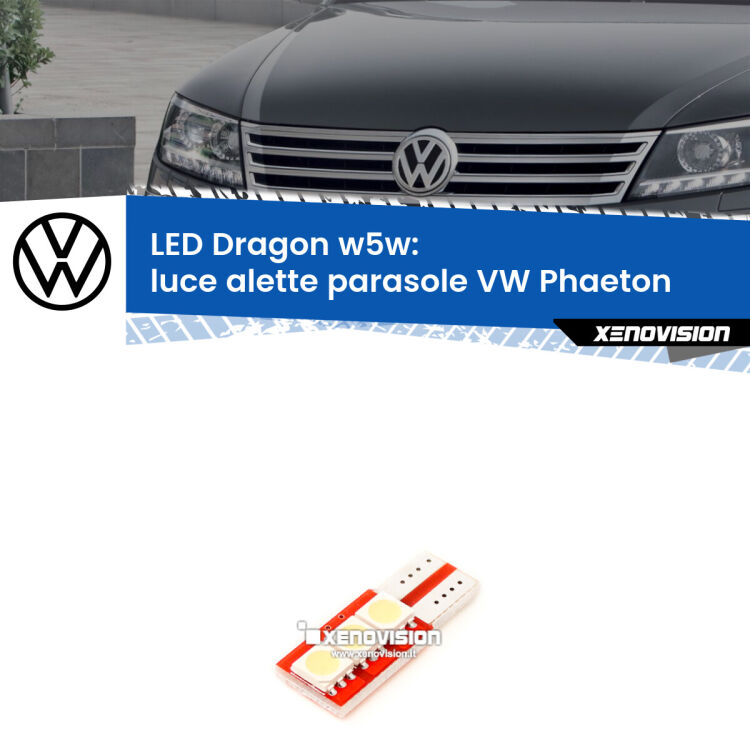 FINE SERIE: NO GARANZIA <strong>LED luce alette parasole per VW Phaeton</strong>  2002 - 2016. Lampade <strong>W5W</strong> a illuminazione laterale modello Dragon Xenovision.