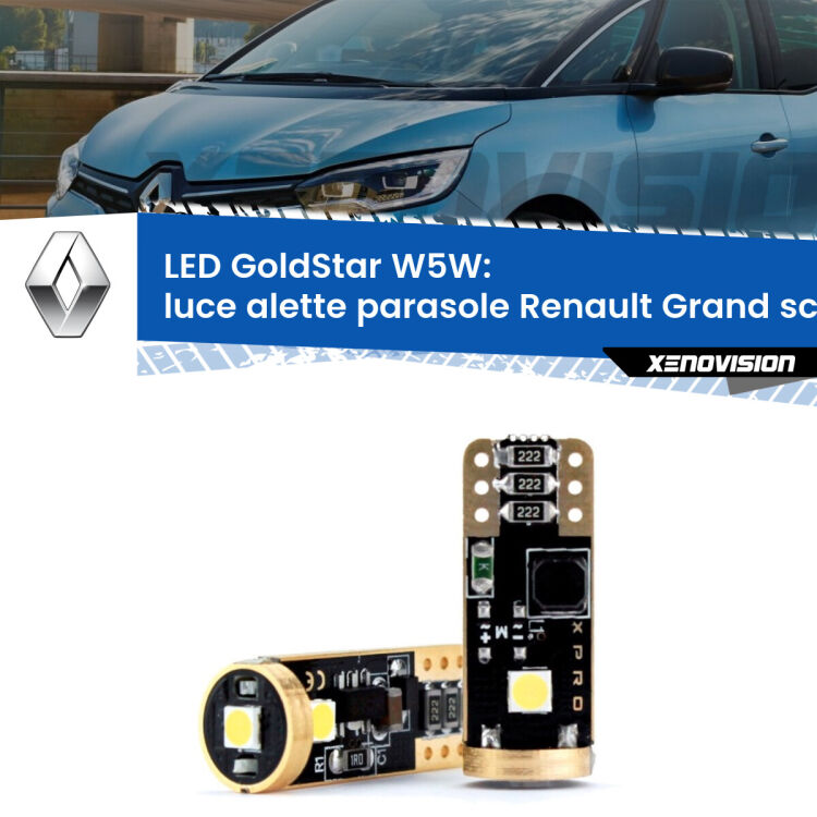 <strong>Luce Alette Parasole LED Renault Grand scenic III</strong> Mk3 2009 - 2015: ottima luminosità a 360 gradi. Si inseriscono ovunque. Canbus, Top Quality.