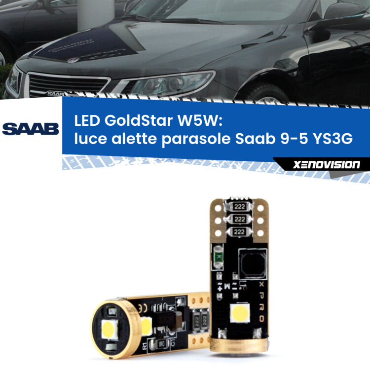 <strong>Luce Alette Parasole LED Saab 9-5</strong> YS3G 2010 - 2012: ottima luminosità a 360 gradi. Si inseriscono ovunque. Canbus, Top Quality.