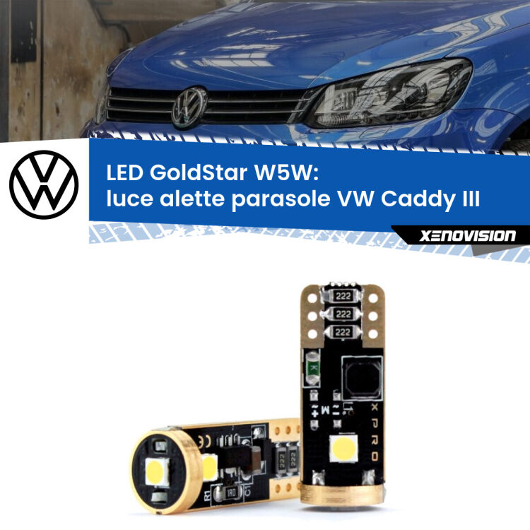 <strong>Luce Alette Parasole LED VW Caddy III</strong>  2004 - 2015: ottima luminosità a 360 gradi. Si inseriscono ovunque. Canbus, Top Quality.