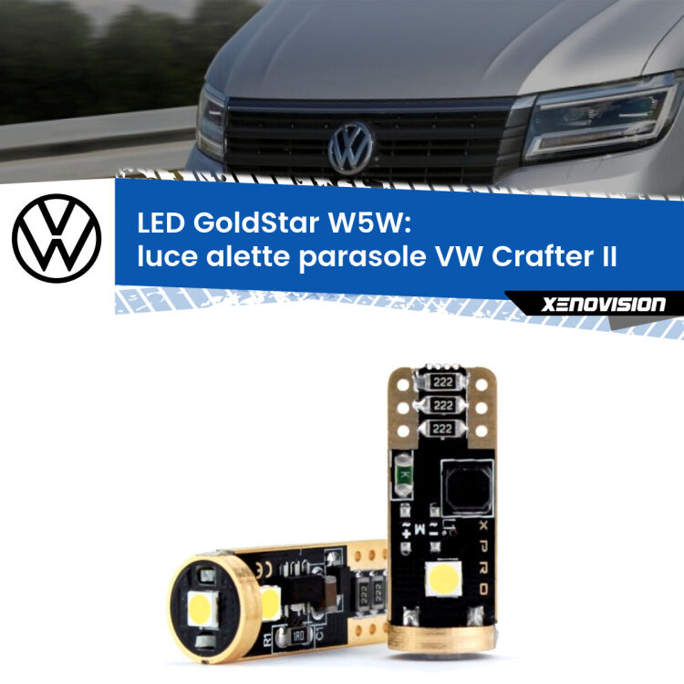 <strong>Luce Alette Parasole LED VW Crafter</strong> II 2016 in poi: ottima luminosità a 360 gradi. Si inseriscono ovunque. Canbus, Top Quality.