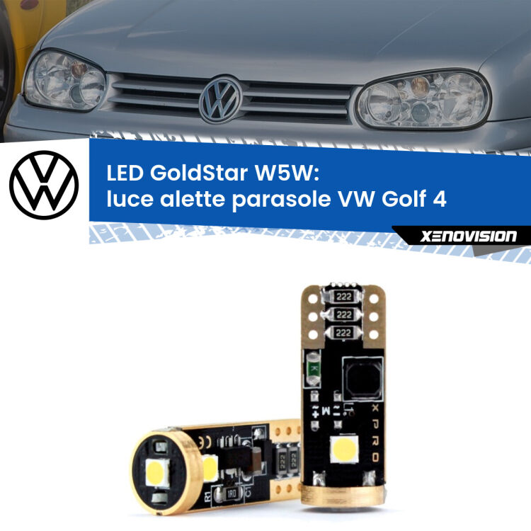 <strong>Luce Alette Parasole LED VW Golf 4</strong>  1997 - 2005: ottima luminosità a 360 gradi. Si inseriscono ovunque. Canbus, Top Quality.