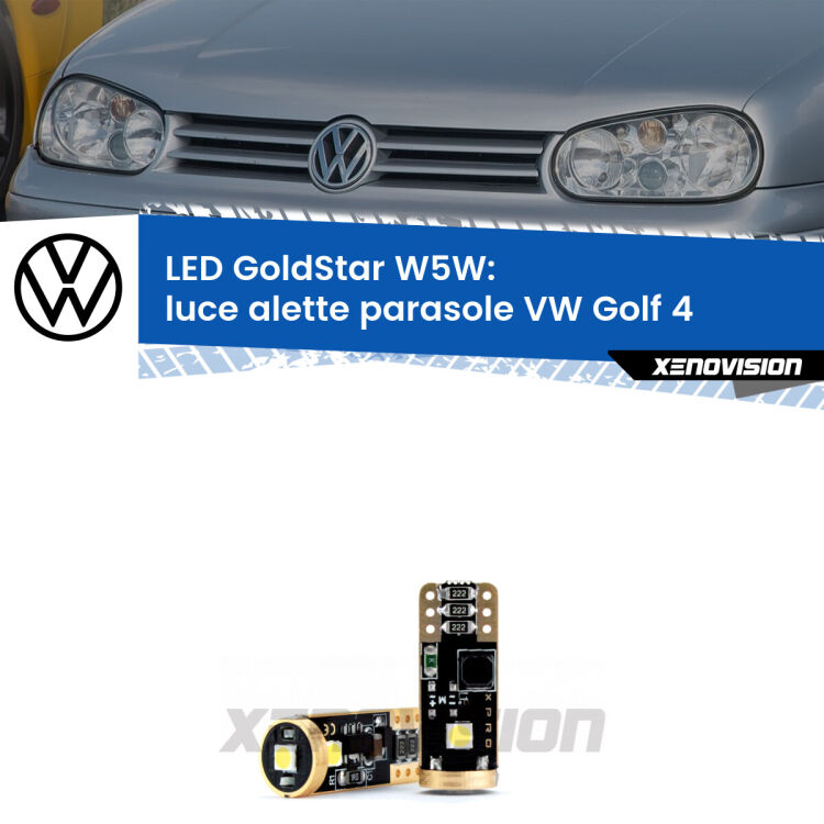 <strong>Luce Alette Parasole LED VW Golf 4</strong>  1997 - 2005: ottima luminosità a 360 gradi. Si inseriscono ovunque. Canbus, Top Quality.