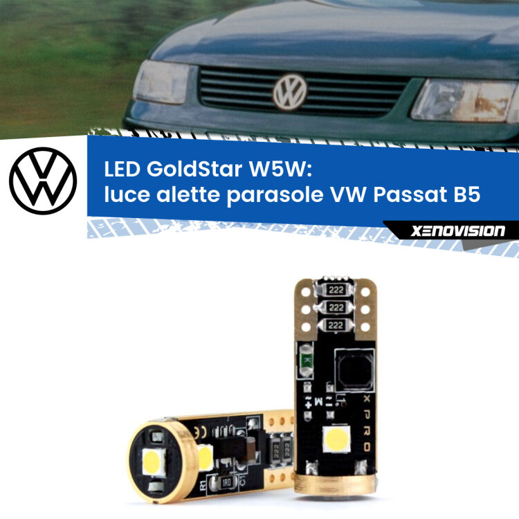 <strong>Luce Alette Parasole LED VW Passat</strong> B5 1996 - 2000: ottima luminosità a 360 gradi. Si inseriscono ovunque. Canbus, Top Quality.