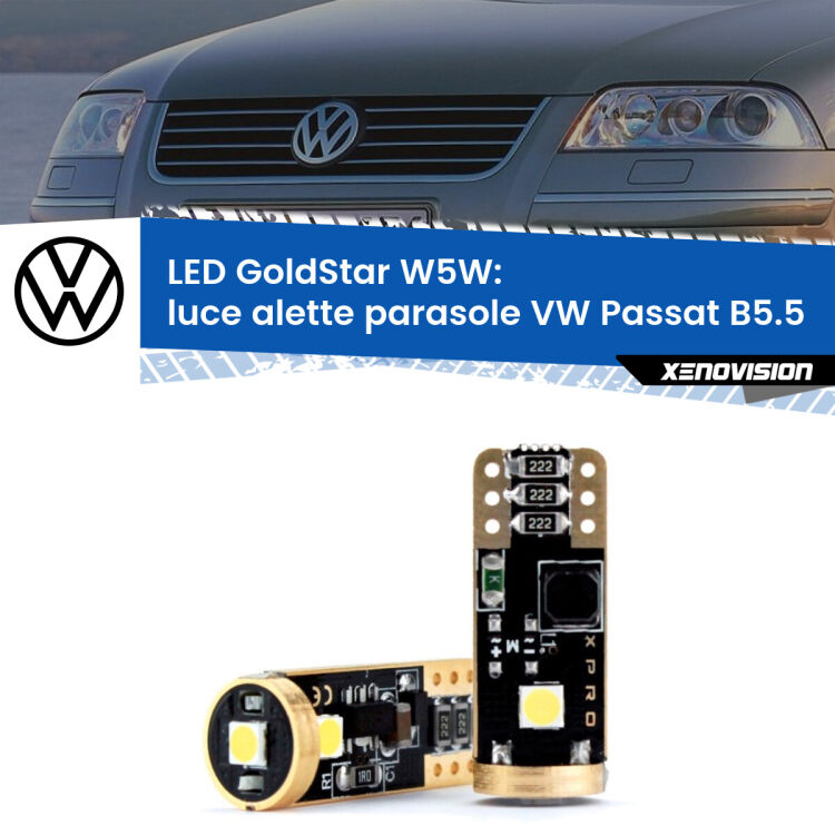 <strong>Luce Alette Parasole LED VW Passat</strong> B5.5 2000 - 2005: ottima luminosità a 360 gradi. Si inseriscono ovunque. Canbus, Top Quality.