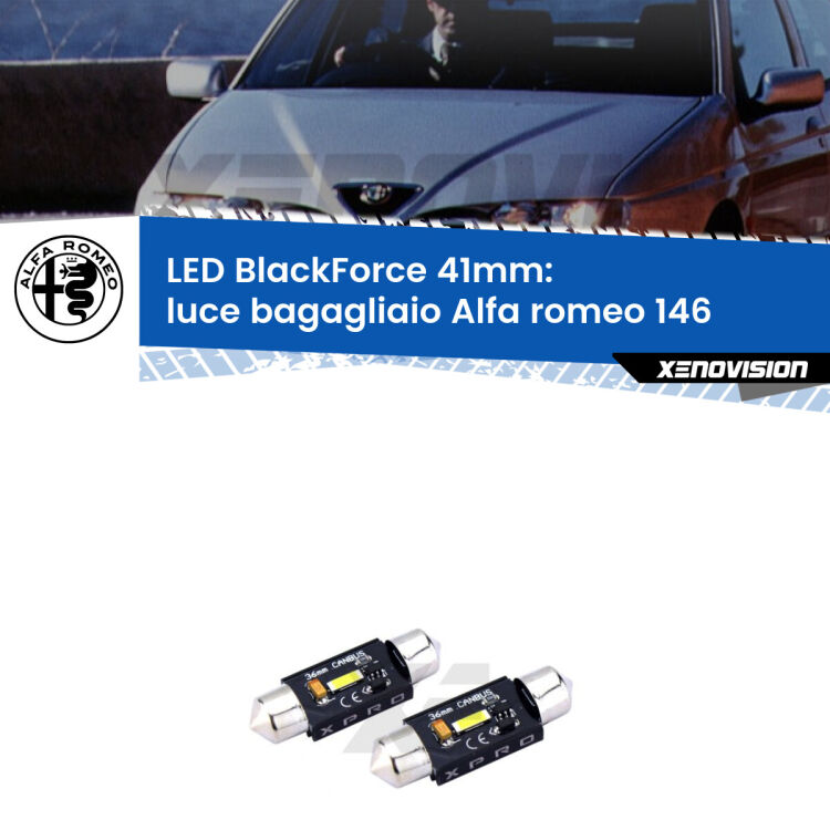 <strong>LED luce bagagliaio 41mm per Alfa romeo 146</strong>  1994 - 2001. Coppia lampadine <strong>C5W</strong>modello BlackForce Xenovision.