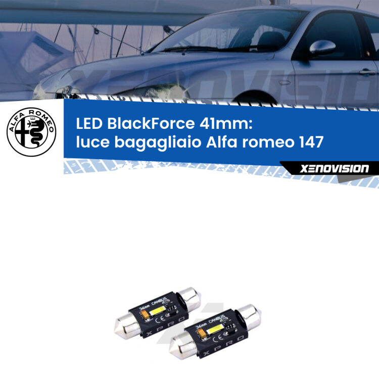 <strong>LED luce bagagliaio 41mm per Alfa romeo 147</strong>  2000 - 2010. Coppia lampadine <strong>C5W</strong>modello BlackForce Xenovision.