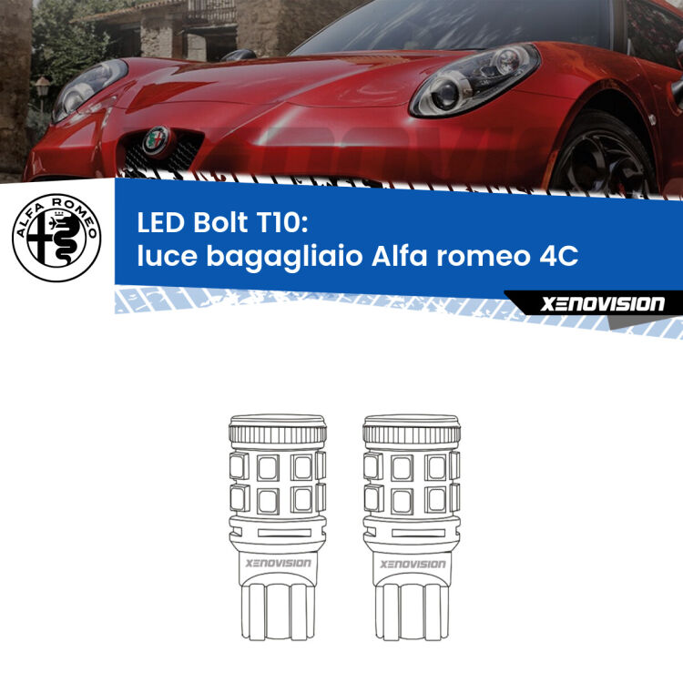 <strong>Luce Bagagliaio LED per Alfa romeo 4C</strong>  2013 in poi. Coppia lampade <strong>T10</strong> modello Bolt canbus.