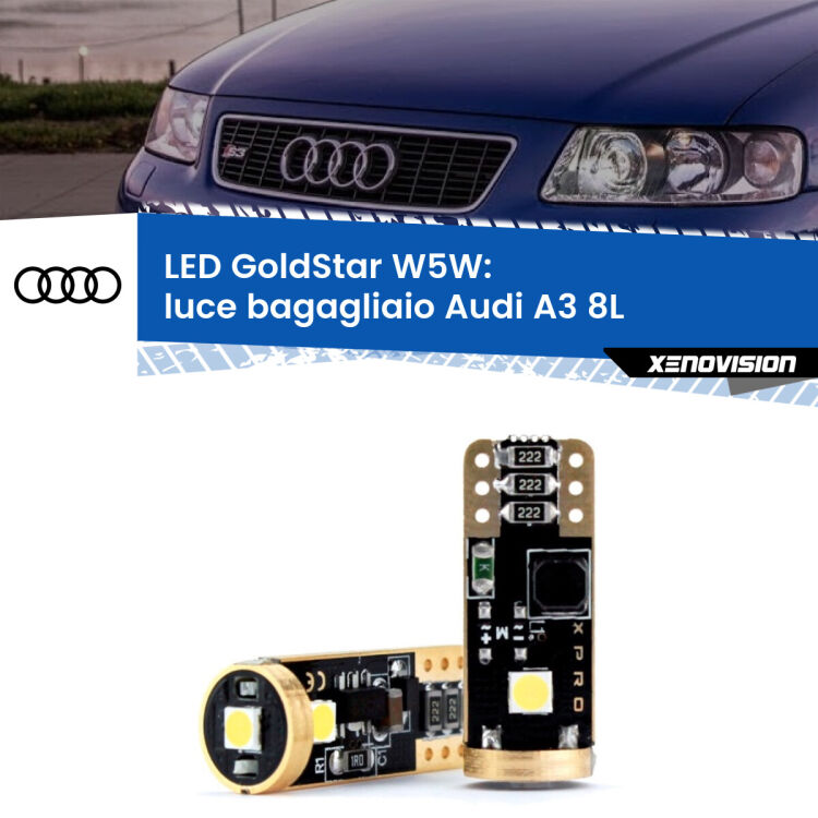 <strong>Luce Bagagliaio LED Audi A3</strong> 8L 1996 - 2003: ottima luminosità a 360 gradi. Si inseriscono ovunque. Canbus, Top Quality.