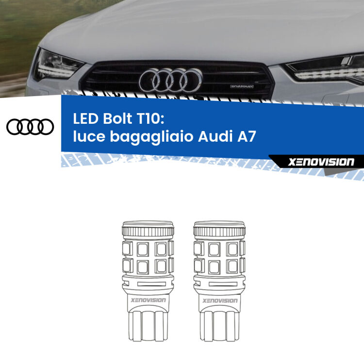 <strong>Luce Bagagliaio LED per Audi A7</strong>  2010 - 2018. Coppia lampade <strong>T10</strong> modello Bolt canbus.