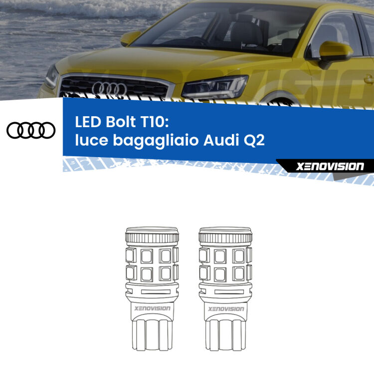 <strong>Luce Bagagliaio LED per Audi Q2</strong>  2016 - 2018. Coppia lampade <strong>T10</strong> modello Bolt canbus.