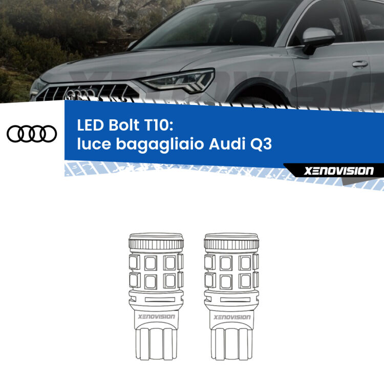 <strong>Luce Bagagliaio LED per Audi Q3</strong>  2011 - 2018. Coppia lampade <strong>T10</strong> modello Bolt canbus.