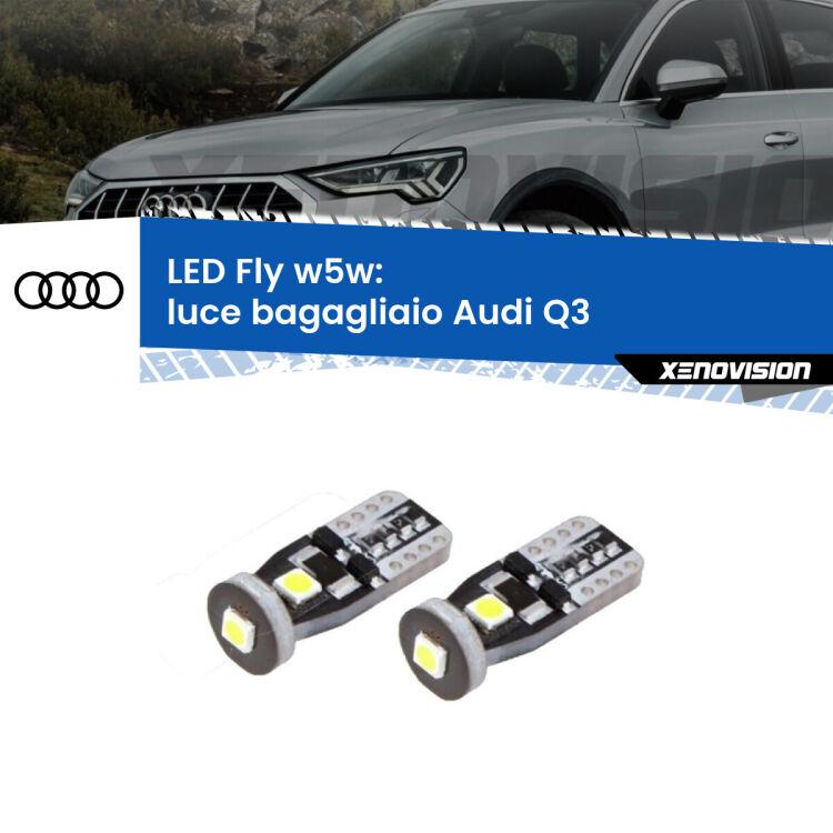 <strong>luce bagagliaio LED per Audi Q3</strong>  2011 - 2018. Coppia lampadine <strong>w5w</strong> Canbus compatte modello Fly Xenovision.