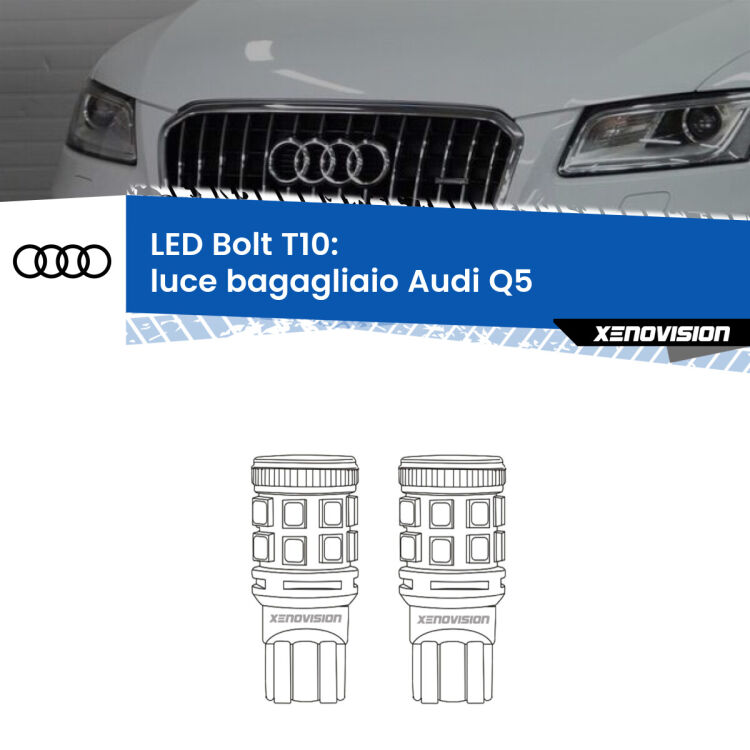 <strong>Luce Bagagliaio LED per Audi Q5</strong>  2008 - 2017. Coppia lampade <strong>T10</strong> modello Bolt canbus.