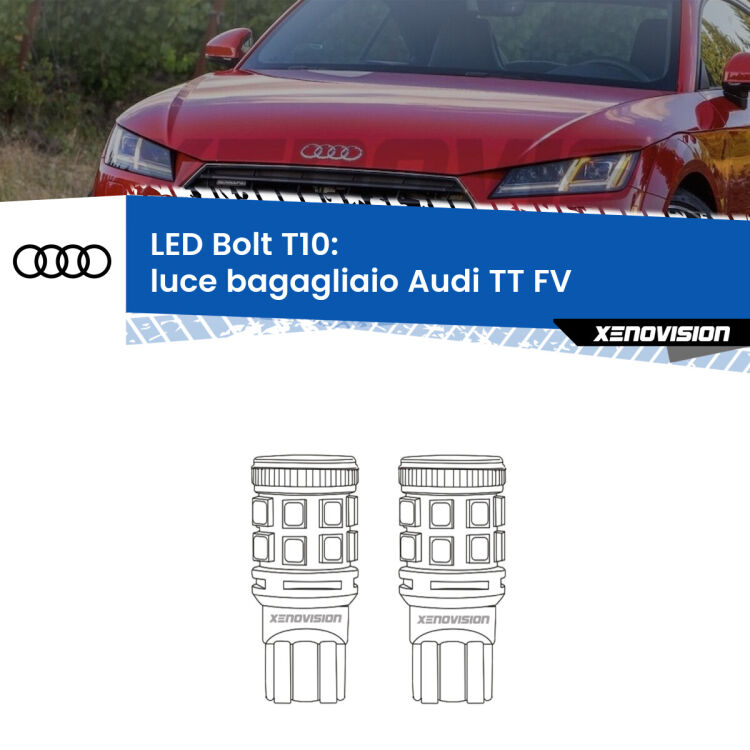 <strong>Luce Bagagliaio LED per Audi TT</strong> FV 2014 - 2018. Coppia lampade <strong>T10</strong> modello Bolt canbus.