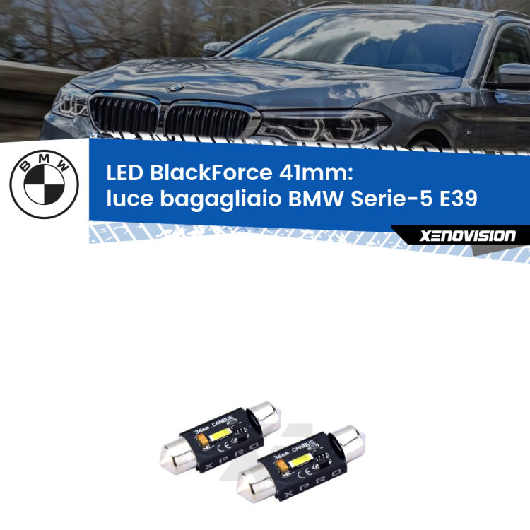 <strong>LED luce bagagliaio 41mm per BMW Serie-5</strong> E39 1996 - 2003. Coppia lampadine <strong>C5W</strong>modello BlackForce Xenovision.